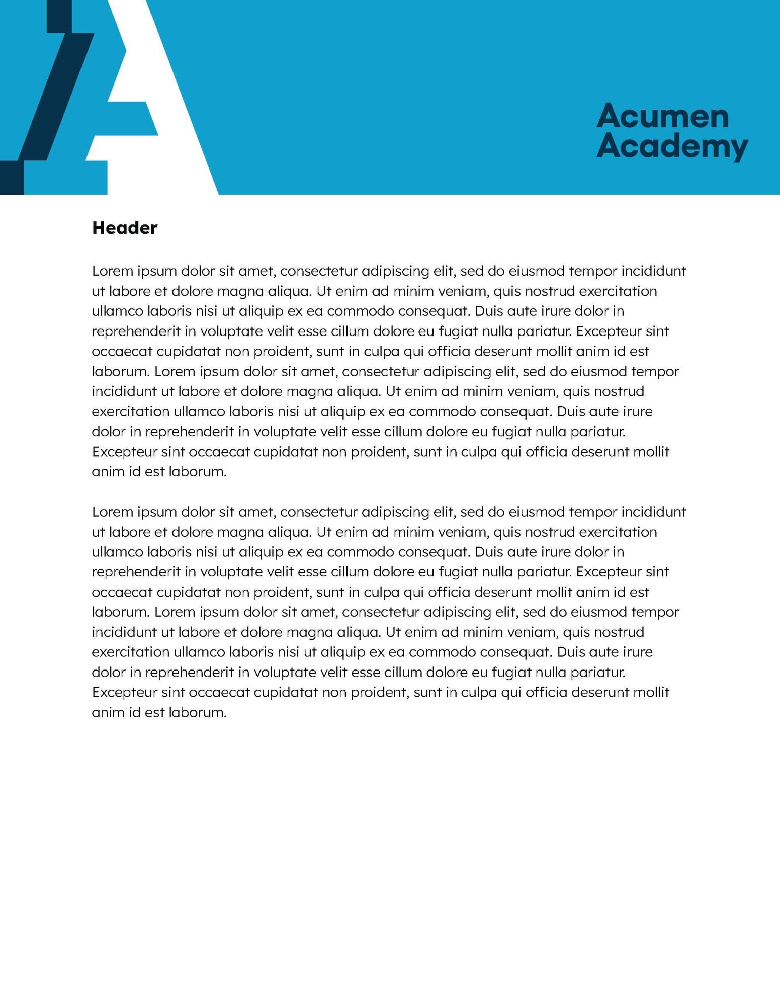 Acumen Academy branded header bold