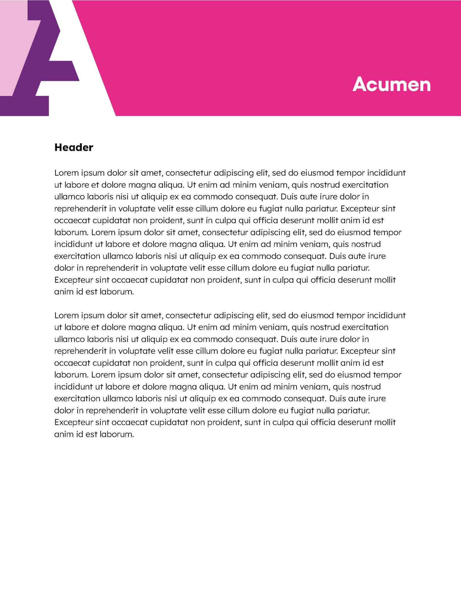 Acumen branded header bold